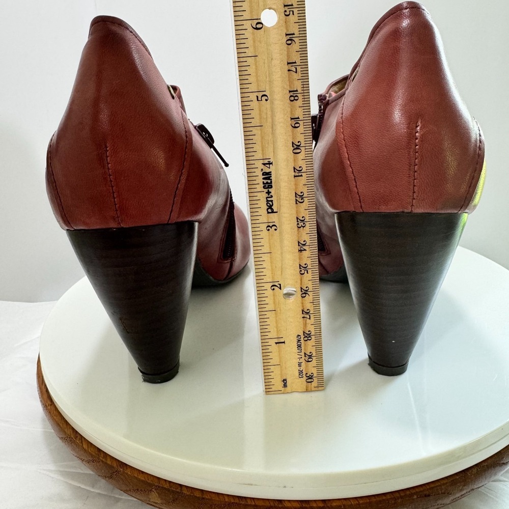 Miz Mooz Fulton Boho Brass Stud Retro Leather Ankle Booties 10 Terracota Zip - Picture 5 of 13
